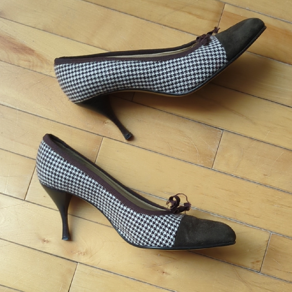 Jet Set, Vintage Houndstooth Heels, Size 9